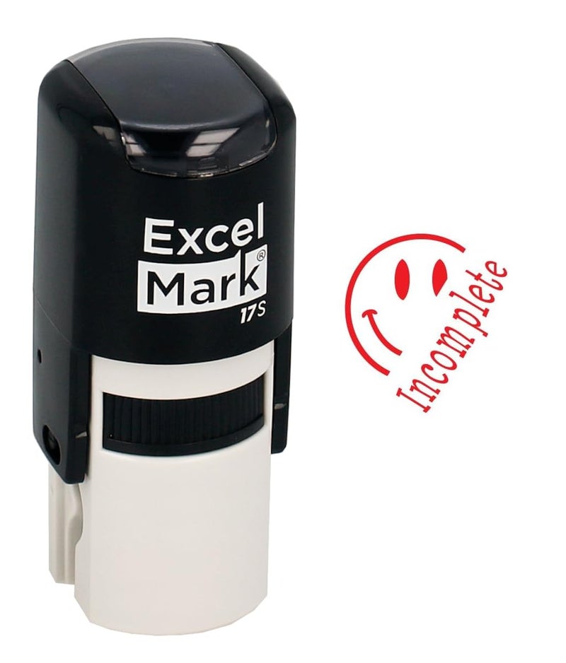 ExcelMark INCOMPLETE - ExcelMark Self-Inking Round Teacher Stamp - Red Ink - Image 1
